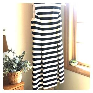Eliza J Fit and Flare black and white stripe dress
